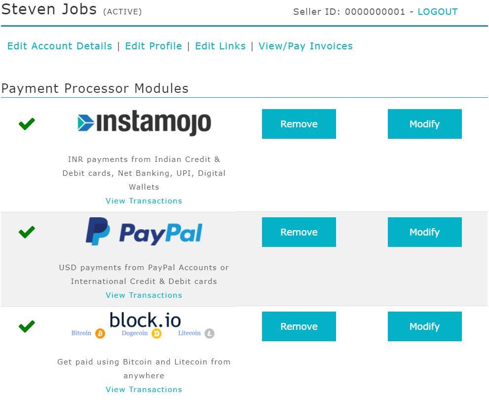 payment processor modules