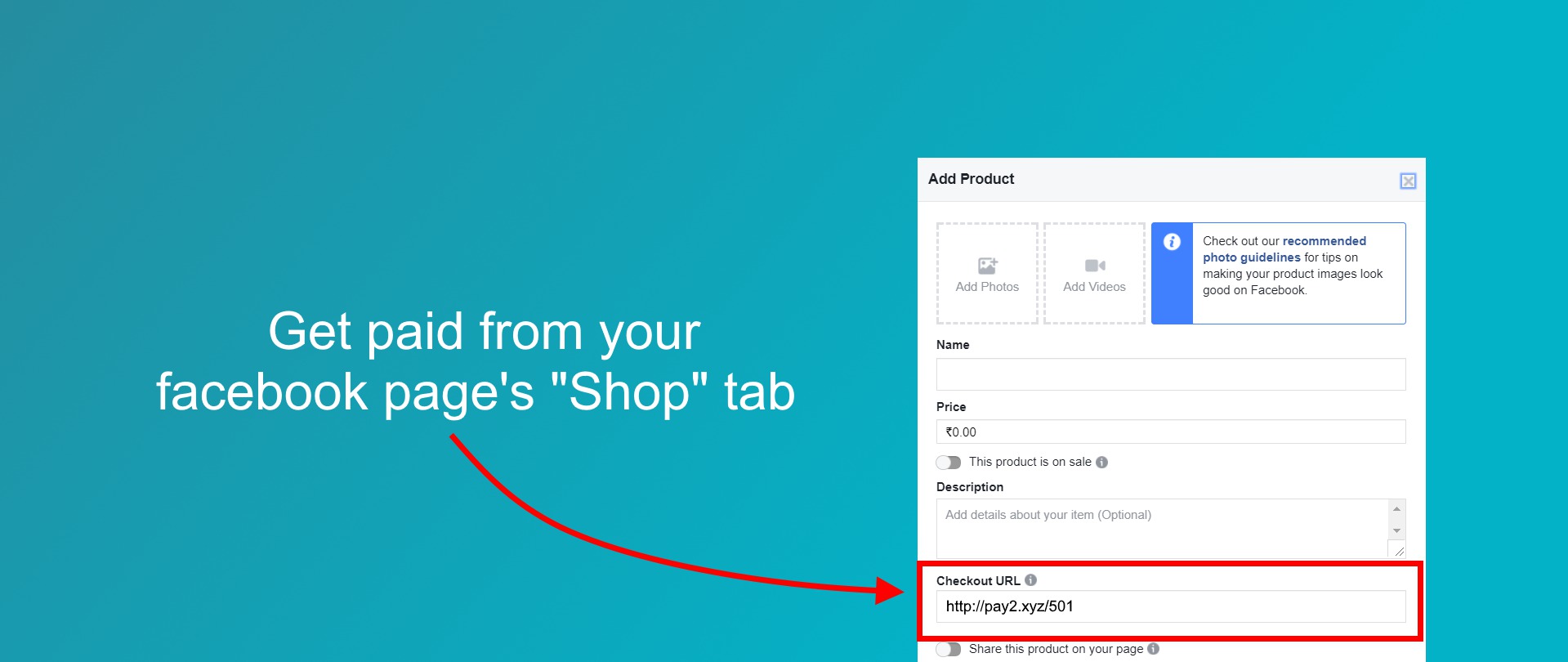 how to make payment on facebook page